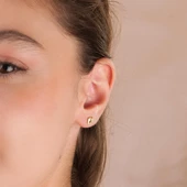 14 Ayar Altın Taşlı Ayak İzi Küpe 0,98 gr - 1