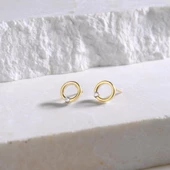 14 Ayar Altın Oval Tek Taş Küpe 1,15 gr thumbnail 1