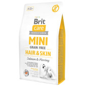 Brit care tahılsız mini hair skin 7kg adult somonlu ringa balıklı yetişkin köpek maması - 1