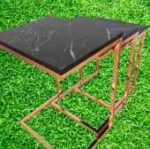 Zigon ZLF 14138 Model ROSE bakır renk Kaplam ayak MDF siyah mermer tabla El Yapım thumbnail 3