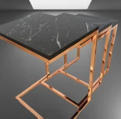 Zigon ZLF 14138 Model ROSE bakır renk Kaplam ayak MDF siyah mermer tabla El Yapım thumbnail 4