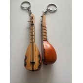 El Yapımı 2 Adet Birden Minyatür Anahtarlık Bağlama Saz Araba Süsü - 1