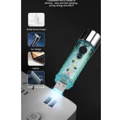 Led Usb Şarjlı Ultra Güçlü El Feneri Su Geçirmez Flaşörlü Kırmızı Işıklı Mıknatıslı  Kamp Feneri - 3