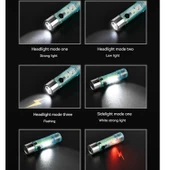 Led Usb Şarjlı Ultra Güçlü El Feneri Su Geçirmez Flaşörlü Kırmızı Işıklı Mıknatıslı Kamp Feneri - 2