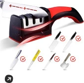 Profesyonel Bileyici Çeyizlik Bıçak Bileme Aleti Ergonomik Saplı 3 Açılı Bıçak Satır Bileyi - 1