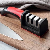 Profesyonel Bileyici Çeyizlik Bıçak Bileme Aleti Ergonomik Saplı 3 Açılı Bıçak Satır Bileyi - 5