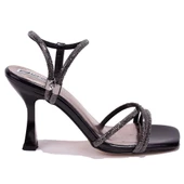 Dagoster DZA07-337052 Siyah Taşlı Abiye Topuklu Kadın Ayakkabı - 2