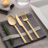 Nehir dalyan titanyum altın 60 parça çatal kaşık takımı seti 12 kişilik titanyum gold thumbnail 1