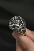 Kurt Başı Desenli 925 Gümüş Erkek Yüzük thumbnail 5