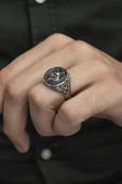 Kurt Başı Desenli 925 Gümüş Erkek Yüzük thumbnail 7