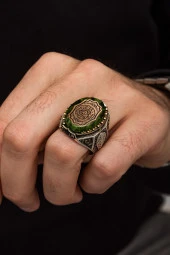 La Galibe İllallah Allahtan Başka Galip Yoktur Yazılı 925 Gümüş Erkek Yüzük thumbnail 1