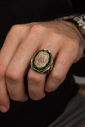 La Galibe İllallah Allahtan Başka Galip Yoktur Yazılı 925 Gümüş Erkek Yüzük thumbnail 6