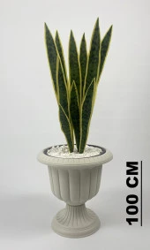 BİÇİÇEK   YAPAY ÇİÇEK SANSEVİERİA YEŞİL KILIÇ-PAŞA KILICI ve MONSTERA-DEVE TABANI SALON BİTKİSİ NERGİS SAKSIDA - 6