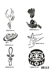 Mistik Zaman 6 Adet Geçici Dövme Şablonu Spreysiz Sadece Stencil - 1