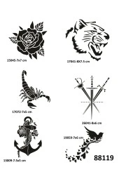 Gül ve Kılıç 6 Adet Geçici Dövme Şablonu Spreysiz Sadece Stencil - 1