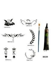 Melek Çiçek Geçici Dövme Yapma Seti Siyah Kına ve Fırça Hediyeli thumbnail 1