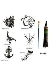 Gül ve Kılıç Geçici Dövme Yapma Seti Siyah Kına ve Fırça Hediyeli - 1