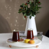 Akayev Mermer Beyaz 30 Cm Rose Gold Boncuk Ayaklı Yuvarlak Sunumluk - 1