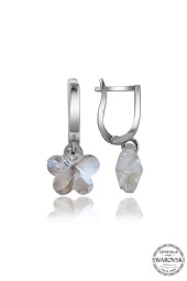 Swarovski Crystal Kadın Beyaz Papatya Gümüş Küpe - 1