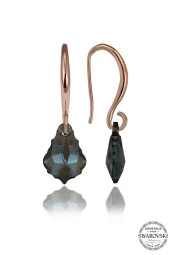 Swarovski Crystal Kadın Yeşil Çam Gümüş Küpe - 2