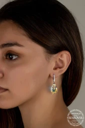 Swarovski Crystal Kadın Parlak Büyük Damla Gümüş Küpe - 2