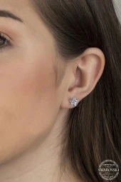 Swarovski Crystal Kadın Yıldız Gümüş Küpe - 2