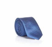 İndigo Mavi Slim Fit Düz Renk Dokuma Kravat / DDK-01 - 1