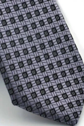 Siyah Pöti Kareli Füme Dokuma Kumaş Mendilli Slim Fit Kravat  / SDK-220703 thumbnail 3