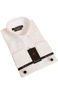 Beyaz 8 Drop Ekstra Uzun Kol Dar Kesim Micro Kumaş Kol Düğmeli Slim Fit Erkek Gömlek - 197-1 - 1