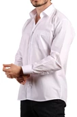 Beyaz Rahat Kesim Cepli Uzun Kol Regular Fit Erkek Gömlek  - 150-1 - 2