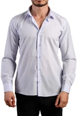 Açık Mavi Dar Kesim Slim Fit Uzun Kol Düz Renk Erkek Gömlek  - 151-3 thumbnail 1