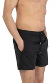 Siyah Büyük Beden Su İtici Özellikli Düz Renk Basic Erkek Plaj Deniz Şort Mayo - 2204-Siyah thumbnail 7