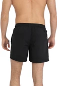 Siyah Büyük Beden Su İtici Özellikli Düz Renk Basic Erkek Plaj Deniz Şort Mayo - 2204-Siyah thumbnail 2