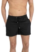 Siyah Büyük Beden Su İtici Özellikli Düz Renk Basic Erkek Plaj Deniz Şort Mayo - 2204-Siyah thumbnail 1