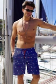 Uzun Model Su İtici Özellikli Dijital Baskılı Erkek Plaj Deniz Şort Mayo - 134-Lacivert thumbnail 1