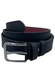 Siyah Büyük Beden Suni Deri Çift Dikişli 4 cm.lik Spor Kemer - 7000-Battal thumbnail 3