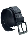 Siyah Hakiki Deri Desenli 4.5 cm.lik Spor Kot Kemer (Tek Katmanlı Manda Derisi) - 500-61-22K-E - 3
