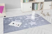 Çocuk Halısı ve Bebek Halısı Yıkanabilir Kaymaz Taban Gri Dijital Baskı Halı HC001 - 4
