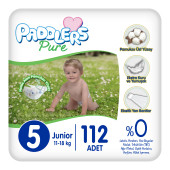 Paddlers Pure Bebek Bezi 5 Numara Junior 112 Adet (11-18 Kg) Ekstra Aylık Paket - 1