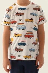 Rolypoly Erkek Çocuk Krem Kısa Kol Pijama Takımı 3358 - 2