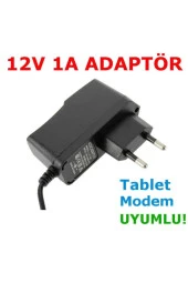 12 Volt 1 Amper Adaptör 12v 1amper 12 Volt 1 A Led -modem-mini Uydu Adaptörü Slim Adaptör Şarj Için thumbnail 1