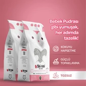 2’li Avantaj Paketi Tozsuz, Topaklanan, Emiciliği Yüksek  Bebek Pudralı Bentonit Kedi Kumu 2x5lt - 1