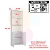 Modilayn PERA 5 Raflı Kapaklı Kitaplık, Kütüphane Ofis Dosya Evrak Kiler Düzenleyici Raflı Dolap - 5