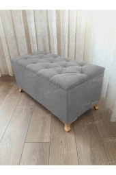 Aldagelsin Lüks Sandıklı Kapitoneli Ayakucu Puf Bench 90 Cm Gold Ayak - 1