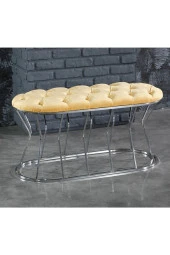 Aldagelsin Metak Ayaklı Lüks Puf Bench Koltuk Gümüş - 1