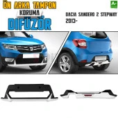 S-Dizayn Dacia Sandero 2 Stepway Ön ve Arka Tampon Koruma Difüzör Seti 2013 Üzeri A+ Kalite - 1