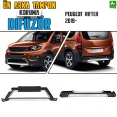 S-Dizayn Peugeot Rifter Ön ve Arka Tampon Koruma Difüzör Seti 2019 Üzeri A+ Kalite - 1