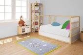 Çocuk Halısı ve Bebek Halısı Yıkanabilir Kaymaz Taban Figürlü Gri Sarı Dijital Baskı Halı HC031   - 5