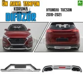 S-Dizayn Hyundai Tucson Ön ve Arka Tampon Koruma Difüzör Seti 2019-2021 A+ Kalite - 1