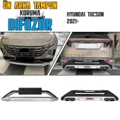S-Dizayn Hyundai Tucson Ön ve Arka Tampon Koruma Difüzör Seti 2021 Üzeri A+ Kalite - 1
